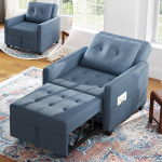 Vesgantti magamistool voodifunktsiooniga, 3-in-1 pikendatav diivanvoodi, teisaldatav tool, voodi, reguleeritav &uuml;hekohaline tool k&uuml;ljetaskuga, v&auml;iksesse ruumi, sinine