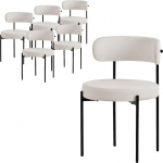 ML-Design S&ouml;&ouml;gitoa toolid, komplekt 6, Teddy kangast k&ouml;&ouml;gitoolid, valge, seljatoega elutoatoolid, musta metallist jalaga polsterdatud toolid, ergonoomiline lamamistool, toolid s&ouml;&ouml;gituppa/elutoasse, toolid s&ouml;&ouml;gituppa/elutuppa