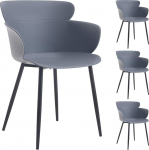 IDIMEX Catch Aiatoolid 4 tk komplekt, hall - k&auml;etoega toolid, mis sobivad sise- ja v&auml;litingimustes kasutamiseks, pol&uuml;prop&uuml;leenist istmekest, UV- ja ilmastikukindel, kergesti puhastatav.