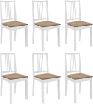 vidaXL s&ouml;&ouml;gitoa toolid, 6 tooli, s&ouml;&ouml;gitoa toolid pehmendusega seljatoega, s&ouml;&ouml;gitool, k&ouml;&ouml;gitool, puidust raam, s&ouml;&ouml;gitoa k&ouml;&ouml;k, kaasaegne, valge t&auml;ispuit