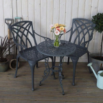 Lazy Susan London Rose &uuml;mmargune 2-kohaline bistro laud hooldusvaba ilmastikukindel liivavalu alumiiniumist kiltkivi aprillis toolid kivipadi