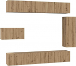 TV Schrank,TV-Schrankset Wandmontiert 8 pcs Artisan-Eiche Holzwerkstoff,TV Board H&auml;ngend Schrank Fernsehschrank TV Bank Wohnzimmer M&ouml;bel Modern Wandschrank f&uuml;r Wohnzimmer Schlafzimmer