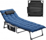 YITAHOME kokkupandav p&auml;ikesevoodi koos pehmendusega 190 x 68 x 31 cm, telkimislaud 5 reguleeritava asendiga, p&auml;ikesevoodi koos peatoe ja k&uuml;ljetasku, kandev&otilde;ime kuni 300 naela aeda, basseini, telkimise jaoks, sinine