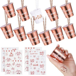Bachelorette Party Supplies Shot Glass Necklace Bachelorette Party Tattoo Sticker Team Bride Party Favors Team Bride and Groom Shot Glass Necklace Sticker Pearl Necklace (12 pcs.)