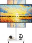 Rollbarer TV Wagen f&uuml;r 10-42 Zoll LCD/LEDPlasma Fernseher, h&ouml;henverstellbar, bodenstehender tv standfu&szlig; mit 90&deg;Panel Drehung, mobiler TV St&auml;nder auf rolllen, 30 kg Tragkraft, MAX VESA:200 x 200 Wei&szlig;