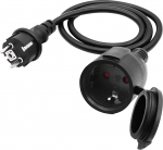 V&auml;litingimustes kasutatav Schuko pistikuga pikenduskaabel, AC Schuko pikenduskaabel, toitekaabel, pistikupesa pikendus, must, 3 x 1,5 mm&sup2;, 16 A, 250 V, IP44 koduseks, kontoriks, v&auml;litingimustes kasutamiseks