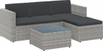 SONGMICS aiam&ouml;&ouml;bli komplekt PE Poly Rattan Patio m&ouml;&ouml;bel Corner Diivan Outdoor k&auml;sitsi kootud rotangist Lounge komplekt padjad ja klaasist laud Hall GGF005G05