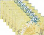 Stoff-Tischsets, waschbare Tischsets f&uuml;r Esstisch, 6er-Set,Sommer Lotus Blumen Weinlese Blumen Retro