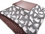 Tatami Futon kohvilaudade komplekt, koos pestava padja, k&uuml;tte ja tekiga, Jaapani Kotatsu k&uuml;ttelaua, Tatami Kotatsu laud, pruun, 120 x 75 x 45 cm