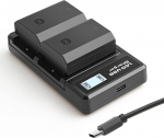 NP-FZ100 akud ja Smart LED Dual USB laadija Sony Alpha A7III A7IV A7RIII A7R3 A7R IV A7C A7S, 7III 7IV 7RIII 7R3 7R IV 7C 7S &alpha;7C, 6700 6600 A6700 A6600 A9 A9R A9R A9R A9 S 9 9S 9R kaamera jaoks (pakend).
