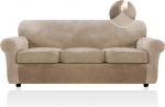 FestiCorp Velvet Diivan Cover, diivanikatted 3 padjale, diivanikatted diivanile 3 padjaga diivanitele, Stretch 4 t&uuml;kki diivanikatted, paksud m&ouml;&ouml;blikatted koertele, lemmikloomadele, diivanile, kaamelile