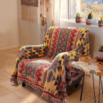 Boho Throw Blanket Cover, p&ouml;&ouml;ratav v&auml;rviline puuvillane kootud viskekate diivanile diivanitoolile tool Loveseat Recliner viskekate diivan Slipcover peite kate koos Tassels Home Decor Bohemian
