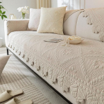 Tepitud koera diivanikate puuvillane diivanile Farmhouse Rustic tikandiga sektsioon Diivanikate pehme mittelibisev diivan Slipcover m&ouml;&ouml;bli kaitsja lastele lemmikloomadele (khaki, 43.2