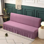 Surwin Diivanikate ilma k&auml;etoeta Plain Stretch Armless Diivanvoodi Kate Non-Slip Clic Clac Diivanikate kaitsja koos seelikuga kokkupandavale diivanile Diivanvoodi koos (190-225 cm, Lilla)