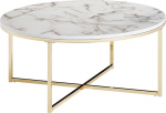 FineBuy Design kohvilaud, l&auml;bim&otilde;&otilde;t 80 cm, marmorist v&auml;limus, metallist raamiga elutoa laud, diivanilaud, &uuml;mmargune laud, elutuba, k&uuml;ljelaud, valge