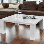 Kohvilaud valge k&otilde;rgl&auml;ikega MDF 90 x 90 cm ruudukujuline Lucky Chic elutoa laud trendikas k&otilde;rgl&auml;ikega lakiga valge 90 cm x 90 cm