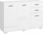 HOMCOM Sideboard Moderner Aufbewahrungsschrank mit 2 Schubladen, 3 T&uuml;ren und verstellbaren Einlegeb&ouml;den, K&uuml;chenschrank f&uuml;r Wohnzimmer, Esszimmer, Hochglanz-Wei&szlig;