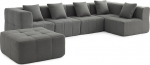 Modular Living Landscape, 5-kohaline istekoht koos Osmaniga, Boucl&eacute; Cover Clouds, Hall, 6-osaline eemaldatav padjakate (Clouds, Hall, Living Landscape)
