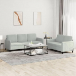 LAPOOH 3202014 2-osaline diivanikomplekt helehall samet, Lounge diivan, diivanid ja diivanid, l&otilde;&otilde;gastav diivan, diivan elutuppa, diivan magamisfunktsiooniga