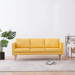 Willood 3-kohaline diivan kangast polsterdatud diivan Lounge diivan puidust disain istumism&ouml;&ouml;bel Lounge diivan kangast diivan istumism&ouml;&ouml;bel elutuba kollane