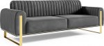FURNISTAR Premium Pier 3-kohaline diivan, Glamour disain, polsterdatud diivan p&ouml;&ouml;ratava seljatoega, diivan, diivanikomplekt, elutuba, h&otilde;bedased metalljalad, veluurkangas - tumehall