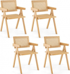 RELAX4LIFE s&ouml;&ouml;gitoatoolid, 4 tooli, k&ouml;&ouml;gitoolid bambusest rotangist, akent-tool kootud istmega, maksimaalne koormus 130 kg, rotangist tool elutuppa, s&ouml;&ouml;gituppa (4)