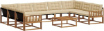 Loungegarnitur Outdoor Sofa Set aus massivem Akazienholz, Modulare Gartenm&ouml;bel Garnitur 10-teilig mit Sitz- und R&uuml;ckenkissen, f&uuml;r Terrasse und Garten, Natur und Beige