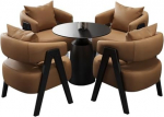 Industrielles Retro-Sofa-Set - Hochelastischer Schaumstoff & Massivholzrahmen mit Marmor-Tischplatte f&uuml;r Lounge & Restaurant