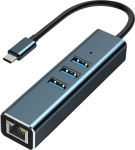 USB 3.0 ja Ethernet adapter USB C kuni RJ45 Gigabit LAN 1000Mbps juhtmega v&otilde;rk, Ethernet kuni USB Type-C 1000Mbps v&otilde;rguadapter Windows XP, Mac OS, Linux, VISTA 7 8 10 11 (4 in 1)