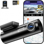 AZDOME Dash Cam auto eesmine tagumine 4K + 1080P, WiFi GPS Dash Cam, autokaamera 64G SD-kaardiga, ADAS, Super Night Vision, WDR, Loop Recording, G-sensor, parkimisj&auml;lgimise autokaamera
