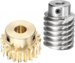 QUARKZMAN Worm Gear Set 20T 1.5 Modul 20:1 &Uuml;bersetzungsverh&auml;ltnis Rechtsdrehendes Antriebsgetriebe Rad Reduziergetriebeteil (Messingrad 10mm Bohrung #45 Stahlstange 8mm Bohrung)