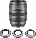 SIRUI VP-1 Vision Prime 1 T1.4 Full Frame Cine Lens Kit, 35 mm Cinema Lens with Manual Focus and Pre-Installed E-Mount, Interchangeable RF/Z/L Mounts (Metal Grey)