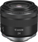 Canon objektiiv RF 24 mm fikseeritud fookuskaugusega F1.8 makro on STM (5-tasemeline pildistabilisaator, autofookuse juhtimine, SuperSpectra, lainurk, STM mootor, &uuml;hildub kuni 6,5-tasemelise kehasisesega) Mustanahaline