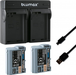 2 x Blumax aku &uuml;hildub Nikon EN-EL15b [2040mAh] + topeltlaadija EN-EL15c EN-EL15a EN-EL15 - D800 D850 D7200 D7500 - Z8 Z7 II Z6 II Z5 Zf