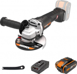 WORX WX812 Nitro juhtmeta nurklihvmasin 20 V - 125 mm kettad l&auml;bim&otilde;&otilde;duga - 8500 p/min - V&otilde;imas harjadeta mootor - Kerge ja kompaktne - Tagasil&ouml;&ouml;gi kaitse - Koos 4Ah aku ja laadijaga