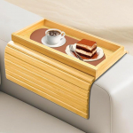 NCTNCX Diivanitaldrik k&auml;etoe korraldaja koos plekikaitsega Coaster Armrest Diivanitaldrik puidust mittelibisev ja kokkupandav diivanitaldrik Diivaniriiul Legne p&auml;rastl&otilde;unase tee, suupistete, tasside, mobiiltelefoni jne jaoks