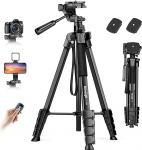Nineigh Camera Mobile Phone Tripod, 190 cm Horizontal Tripod for Smartphone with Remote Shutter, Lightweight Aluminium Camera Tripod with 3-Way Head, Photo Tripod Camera Travel for