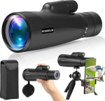 Zoom Monocular Telescope, High Performance Monocular Telescope for Smartphone with Tripod, HD Monocular for Adults, Larger Vision Monocular for Hiking, Hunting, Stargazing, Bird Watching (Black)
