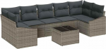 Rantry 8-teiliges Garten-Sofa-Set mit Kissen Grau Poly Rattan Gartenlounge Model3355308