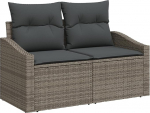 Rantry 7-teiliges Garten Sofa Set mit Kissen Grau Poly Rattan Gartenlounge Model3355278