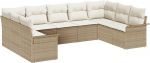 Rantry 9-teiliges Garten Sofa Set mit Kissen Beige Poly Rattan Gartenlounge Model3345521