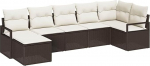 Rantry 7-teiliges Garten Sofa Set mit Kissen Braun Poly Rattan Gartenlounge Model3355137