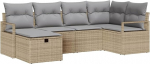 Rantry 6-teiliges Garten-Sofa Set mit Kissen Beige Poly Rattan Gartenlounge Model3359179