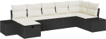 7-teiliges Garten-Sofa-Set mit Kissen in schwarzem Poly-Rattan Gartenlounge Model3359396