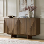 HULALA HOME Sideboard-Schrank mit Stauraum, 147,3 cm, modernes geriffeltes Buffet, Credenza mit 4 T&uuml;ren, verstellbaren Regalen, Konsolentisch, Bauernhaus, Sideboard f&uuml;r K&uuml;che, Esszimmer, Wohnzimmer