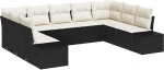 Rantry 9-teiliges Garten Sofa Set mit Kissen Schwarz Poly Rattan Gartenlounge Model3347217