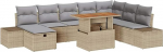 9-teiliges Garten Sofaset mit Kissen Beige Poly-Rattan Gartenlounge Model3360067
