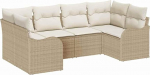 Rantry 6-teiliges Garten Sofa Set mit Kissen Beige Poly Rattan, 2-Sitzer Garten Sofa mit Kissen Beige Poly Rattan Gartenlounge Model3345841