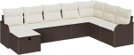 Rantry 8-teiliges Garten Sofa Set mit Kissen Braun Poly Rattan, 2-Sitzer Garten Sofa mit Stauraum & Kissen Braun Poly Rattan Gartenlounge Model3360359