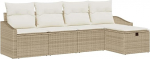 Rantry 5-teiliges Garten Sofaset mit Kissen Beige Poly Rattan Gartenlounge Model3360592